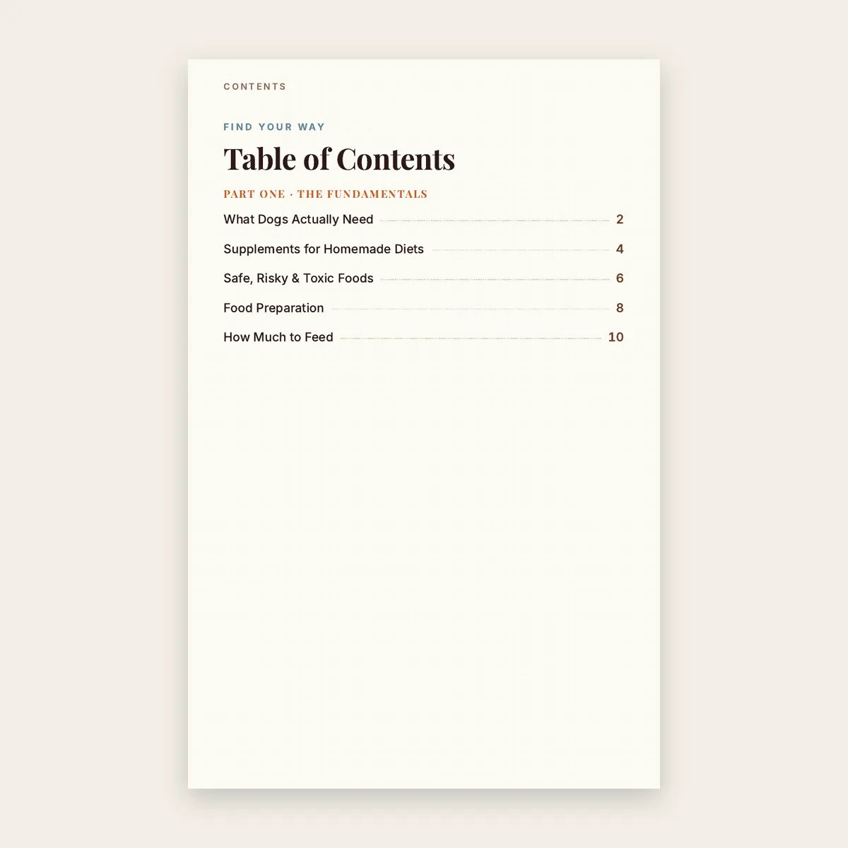 Inside: table of contents