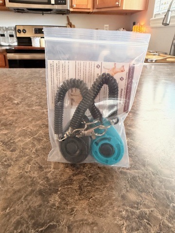Dog training clicker with wrist strap