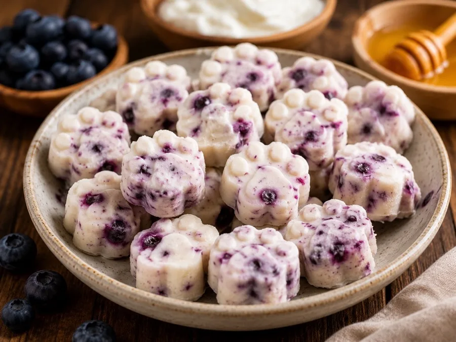 Frozen blueberry yogurt dog treats