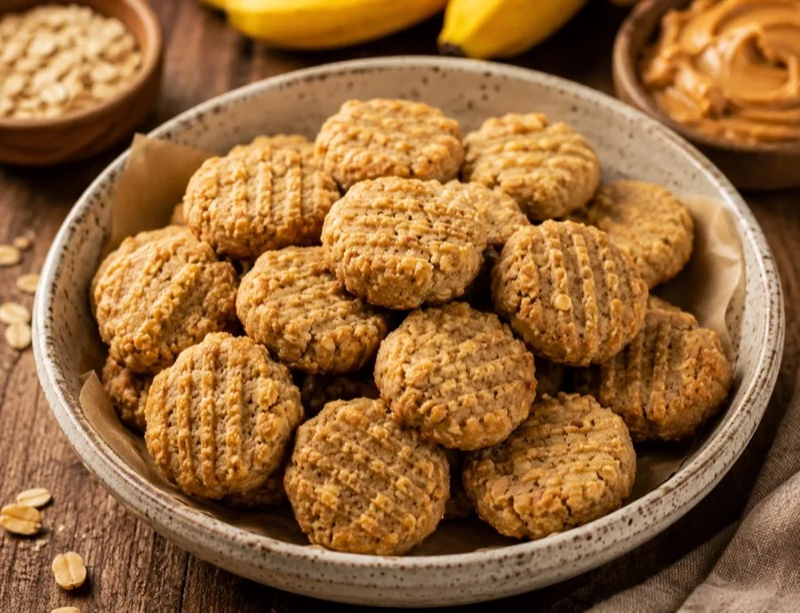 Homemade peanut butter and banana dog biscuits